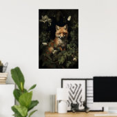 Fox In Moody Forest Print, Fox Botanical Print ポスター (ホームオフィス)