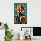 Fox In Suit Poster, Fox Portrait, Fox Oil ポスター (ホームオフィス)