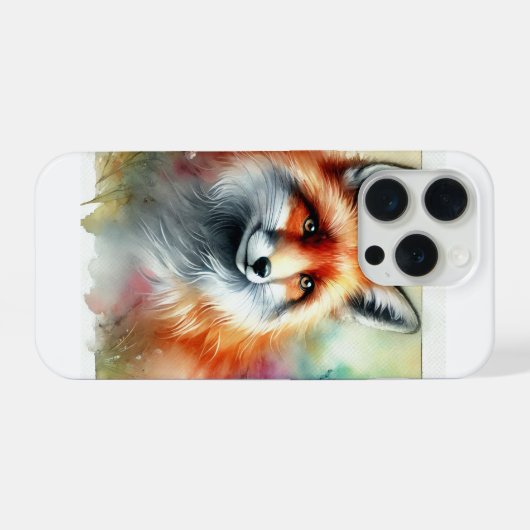 Fox in the Serene Forest 230924AREF126 - Watercolo iPhoneケース (裏面横)