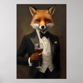 Fox In Tuxedo Poster, Animal Poster, Fox In Suit ポスター