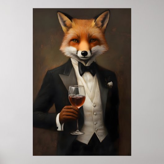 Fox In Tuxedo Poster, Animal Poster, Fox In Suit ポスター (正面)