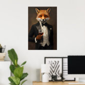 Fox In Tuxedo Poster, Animal Poster, Fox In Suit ポスター (ホームオフィス)
