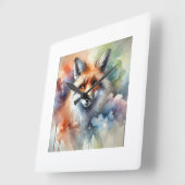 Fox in Watercolor 250624AREF126 - Watercolor スクエア壁時計 (傾斜)