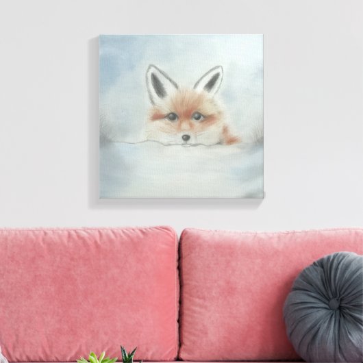 Fox in winter canvas art キャンバスプリント (インサイチュ (リビング))