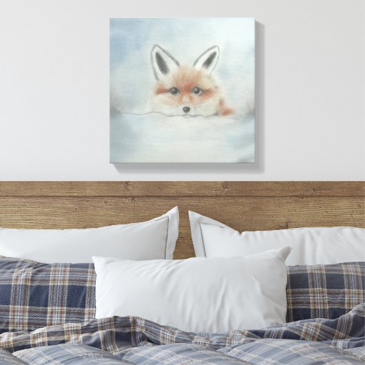 Fox in winter canvas art キャンバスプリント (インサイチュ (寝室))