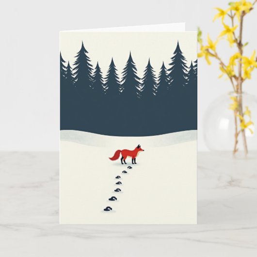 Fox In Winter Wonderland Card カード (黄色い花)
