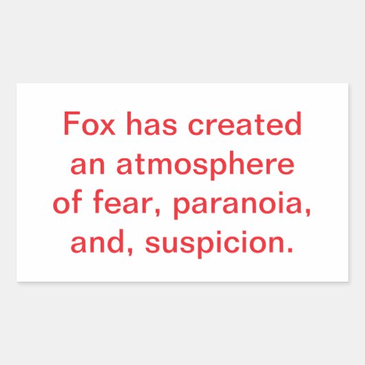 Fox Incites Fear & Paranoia Hankamer Artjunkhaus  長方形シール (正面)
