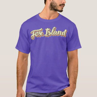 Fox Island TShirt Retro Art Baseball Font Vintage Tシャツ