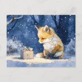Fox Kit and the Gift Watercolor ポストカード (正面)