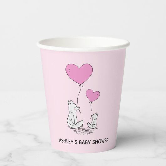 Fox Kit Heart Balloons Design Paper Cups 紙コップ (裏面)