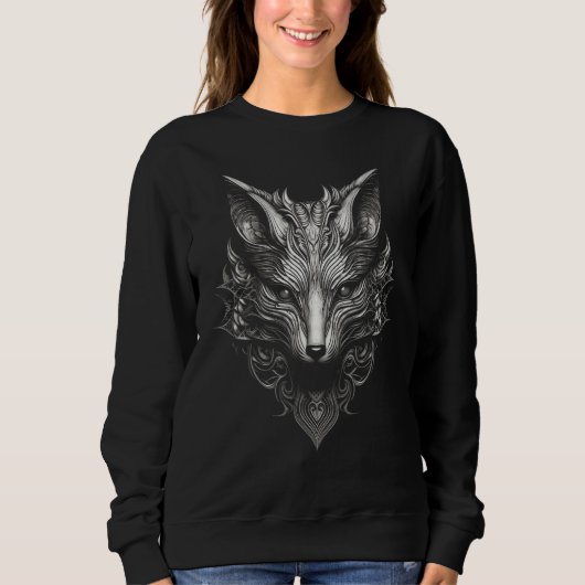 Fox Mandala Art - Animal Wolf Fox スウェットシャツ (正面)