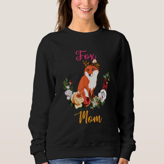 Fox Mom Floral Fox Bow Tie Lover Mother's Day スウェットシャツ (正面)