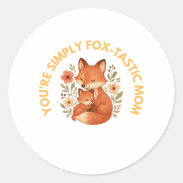Fox Mom Mother's Day ラウンドシール