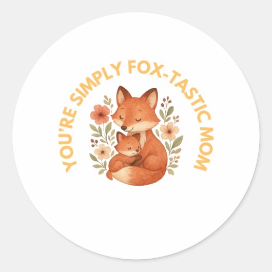 Fox Mom Mother's Day ラウンドシール (正面)