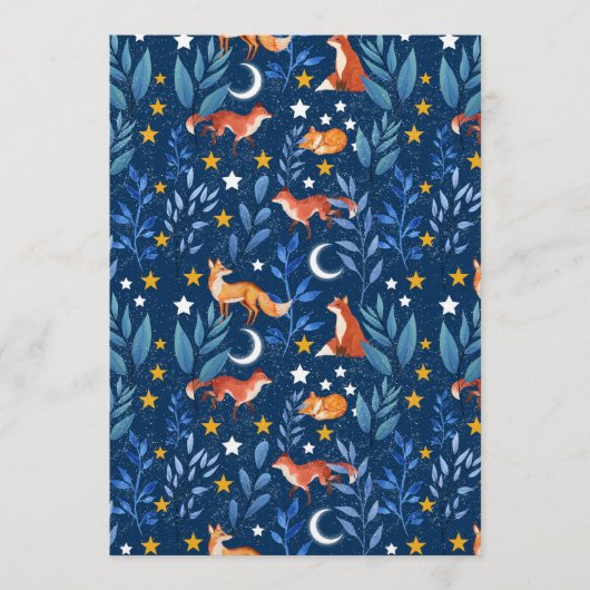 Fox Night Forest Celestial Seamless Pattern 招待状 (正面)