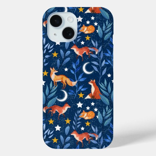 Fox Night Forest Celestial Seamless Pattern Case-Mate iPhoneケース (裏面)