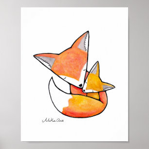 Fox Nursery Art Mom Baby Woodland Animal Poster ポスター