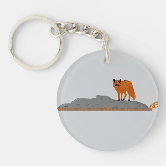 🦊 Fox on the Rock Keychain -  キーホルダー (正面)