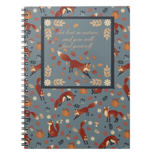 Fox Pattern Notebook in Soft Autumn Colors ノートブック (正面)