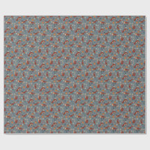Fox Pattern Wrapping Paper in Soft Autumn Colors 