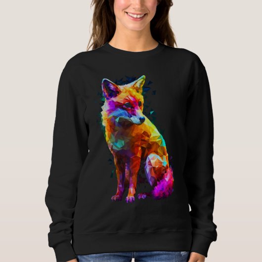 Fox Polygon Colourful  Animal  Animal Fox スウェットシャツ (正面)