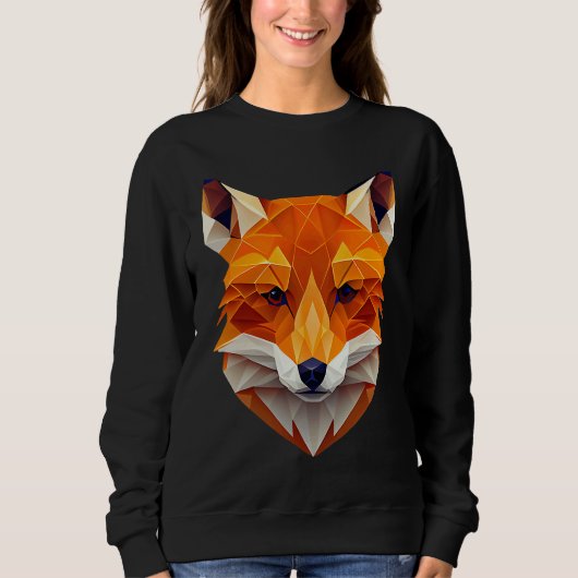 Fox Polygon Wild Animal  Wildlife Zookeeper Geomet スウェットシャツ (正面)