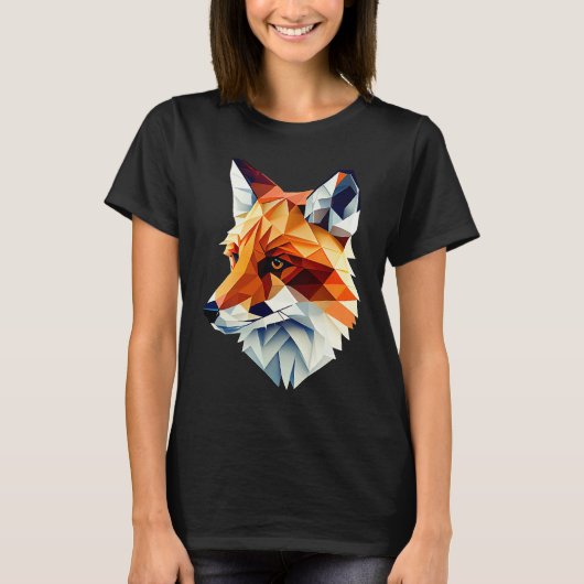Fox Polygon Wild Animal  Wildlife Zookeeper Geomet Tシャツ (正面)