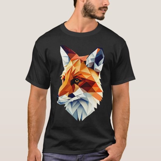 Fox Polygon Wild Animal Wildlife Zookeeper Geomet Tシャツ (正面)