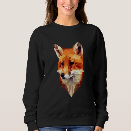 Fox Polygon Wild Animal Wildlife Zookeeper Geometr スウェットシャツ (正面)