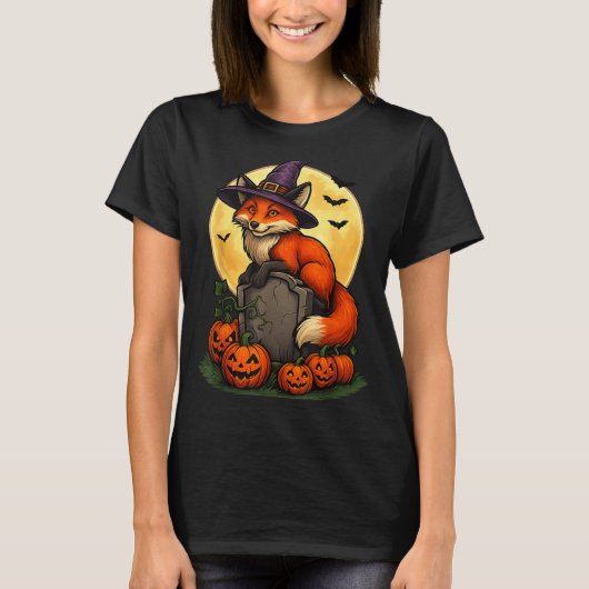 Fox Pumpkin Halloween Tees For Men Women Girls Cos Tシャツ (正面)