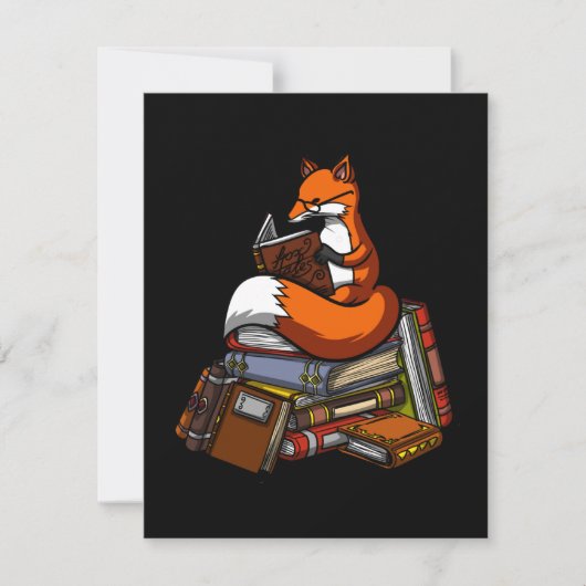 Fox Reading A Book サンキューカード (正面)