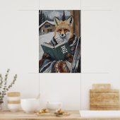 Fox Reading Ski Art Print Motivational Winter ポスター (キッチン)