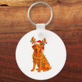 Fox Red Lab Christmas Tree Light Pajama Labrador D キーホルダー (正面)