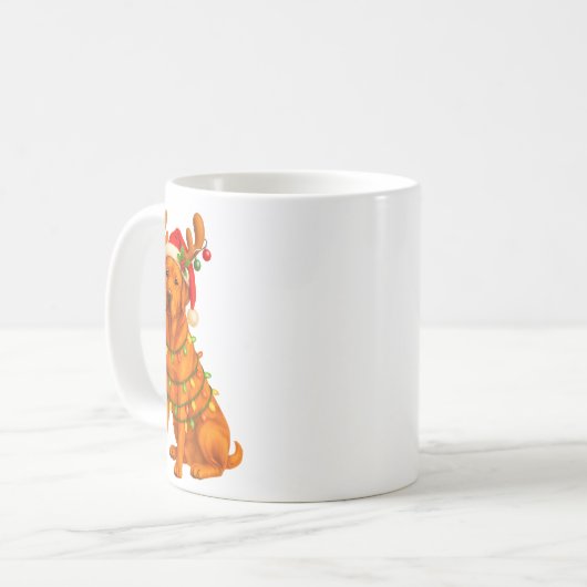 Fox Red Lab Christmas Tree Light Pajama Labrador D コーヒーマグカップ (正面左)