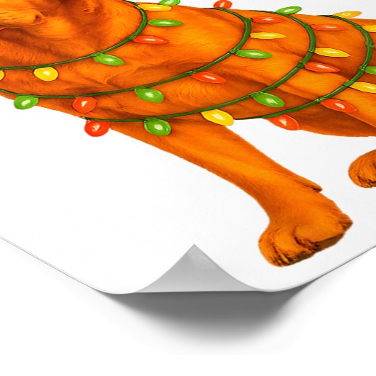 Fox Red Lab Christmas Tree Light Pajama Labrador D ポスター (角)