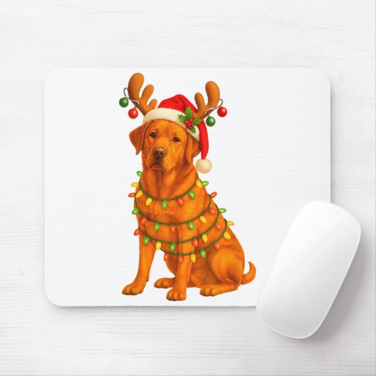 Fox Red Lab Christmas Tree Light Pajama Labrador D マウスパッド (マウス)