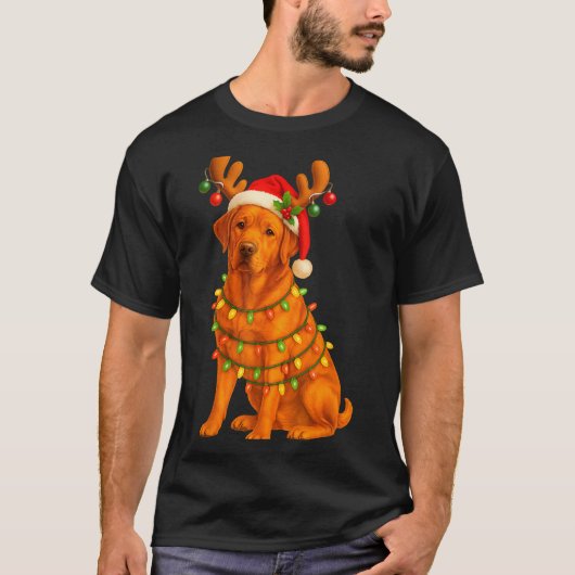 Fox Red Lab Christmas Tree Light Pajama Labrador D Tシャツ (正面)