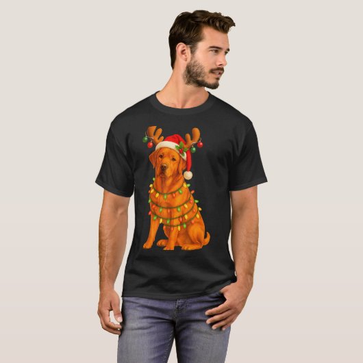 Fox Red Lab Christmas Tree Light Pajama Labrador D Tシャツ (正面フル)