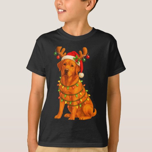 Fox Red Lab Christmas Tree Light Pajama Labrador D Tシャツ (正面)