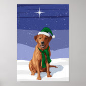 Fox Red Labrador Retriever Christmas Dog ポスター (正面)