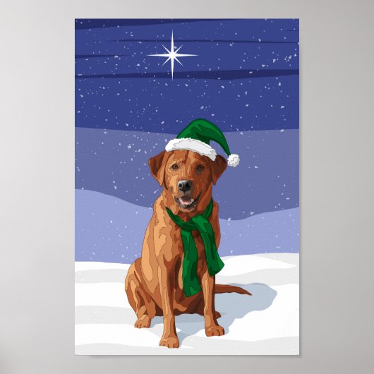 Fox Red Labrador Retriever Christmas Dog ポスター (正面)