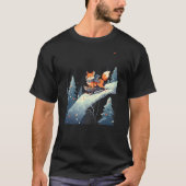 Fox Riding Sled Sledge Sleighing Snow Sledging Win Tシャツ (正面)