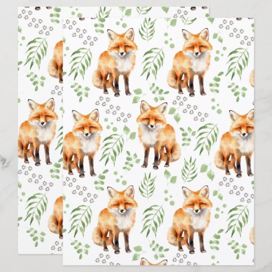 Fox Scrapbook Paper (正面/裏面)