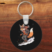 Fox Skiing Skier Ski Winter Snow  キーホルダー (正面)
