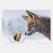 Fox Squirrel Winter Snow Globe ラッピングペーパーシート (正面2)