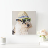 Fox Terrier スクエア壁時計 (ホーム)