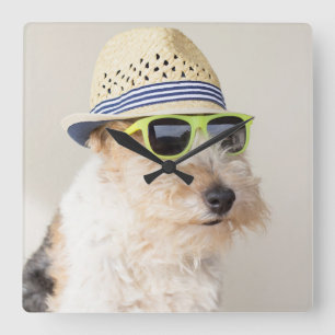 Fox Terrier スクエア壁時計