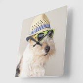 Fox Terrier スクエア壁時計 (傾斜)