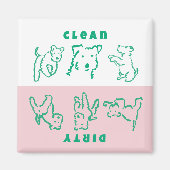 Fox Terrier Clean Dirty Dishwasher Magnet マグネット (正面)