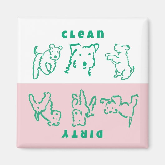 Fox Terrier Clean Dirty Dishwasher Magnet マグネット (正面)